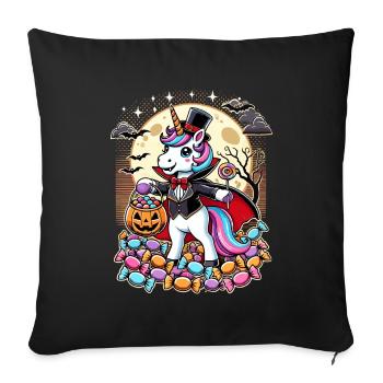Drôle de licorne vampire aime les bonbons - Housse de coussin décorative 45 x 45 cm - noir - Devant
