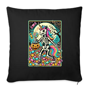 Drôle de squelette de licorne aime les bonbons - Housse de coussin décorative 45 x 45 cm - noir - Devant
