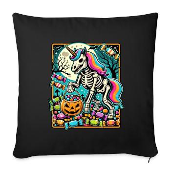 Drôle de squelette de licorne aime les bonbons - Housse de coussin décorative 45 x 45 cm - noir - Devant