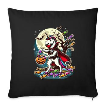 Funny Vampire Unicorn Loves Candy - Sofa pillowcase 17,3'' x 17,3'' (45 x 45 cm) - black - Front