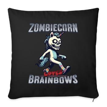 Zombicorn Liebt Brainbows Lustiges Halloween - Sofakissenbezug 45 x 45 cm - Schwarz - Vorne