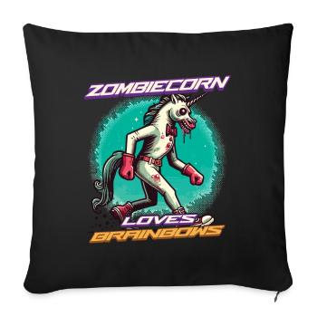 Zombiecorn Liebt Brainbows Zombie Einhorn - Sofakissenbezug 45 x 45 cm - Schwarz - Vorne