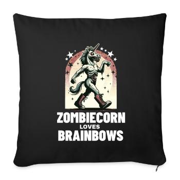 Zombiecorn aime la licorne effrayante de Brainbow - Housse de coussin décorative 45 x 45 cm - noir - Devant