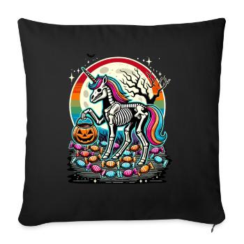 Drôle de squelette de licorne aime les bonbons - Housse de coussin décorative 45 x 45 cm - noir - Devant
