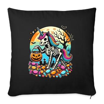 Drôle de squelette de licorne aime les bonbons - Housse de coussin décorative 45 x 45 cm - noir - Devant