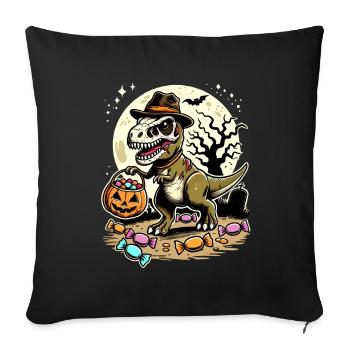 Drôle de T-Rex Zombie Aime Les Bonbons - Housse de coussin décorative 45 x 45 cm - noir - Devant