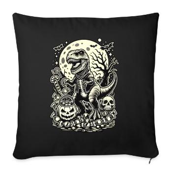 Drôle T-Rex Zombie Aime Bonbons Halloween - Housse de coussin décorative 45 x 45 cm - noir - Devant
