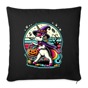 Lustiges Hexen Einhorn Halloween Trick or Treat - Sofakissenbezug 45 x 45 cm - Schwarz - Vorne