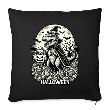 La sorcière drôle d'Halloween T-Rex adore les bonbons - Housse de coussin décorative 45 x 45 cm - noir - Devant