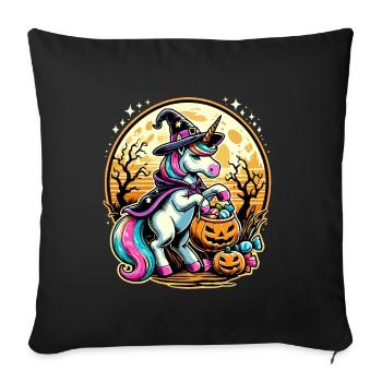 Lustiges Hexen Einhorn Halloween Trick or Treat - Sofakissenbezug 45 x 45 cm - Schwarz - Vorne