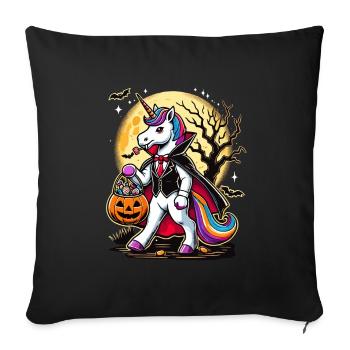 Funny Vampire Unicorn Loves Candy - Sofa pillowcase 17,3'' x 17,3'' (45 x 45 cm) - black - Front