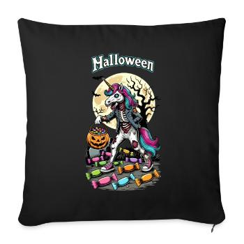 Drôle de licorne zombie aime les bonbons - Housse de coussin décorative 45 x 45 cm - noir - Devant