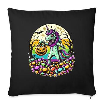 Funny Zombie Unicorn Loves Candy - Sofa pillowcase 17,3'' x 17,3'' (45 x 45 cm) - black - Front