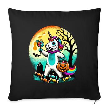 Funny Zombie Unicorn Loves Candy - Sofa pillowcase 17,3'' x 17,3'' (45 x 45 cm) - black - Front