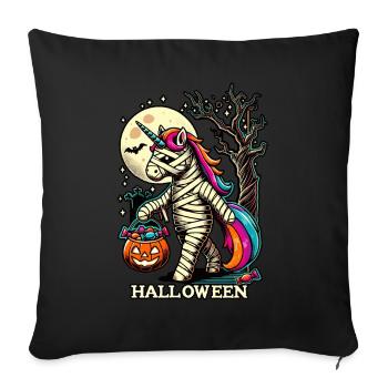 Drôle de licorne momie aime les bonbons - Housse de coussin décorative 45 x 45 cm - noir - Devant