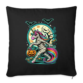 Maman licorne drôle aime les bonbons - Housse de coussin décorative 45 x 45 cm - noir - Devant