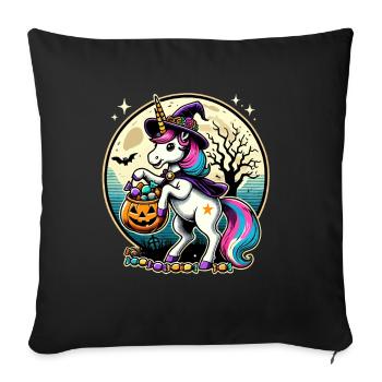 Drôle de sorcière licorne veut des bonbons - Housse de coussin décorative 45 x 45 cm - noir - Devant