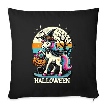 La licorne sorcière drôle veut des bonbons - Housse de coussin décorative 45 x 45 cm - noir - Devant