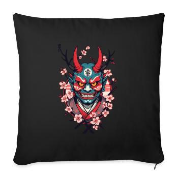 Oni Démon Masque Samouraï Culture Japonaise Yokai - Housse de coussin décorative 45 x 45 cm - noir - Devant