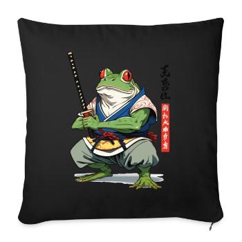 Samurai Frog Vintage Ukiyo-e Style Japan Style - Sofa pillowcase 17,3'' x 17,3'' (45 x 45 cm) - black - Front