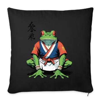 Samurai Frog & Vintage Ukiyo-e Style Design - Sofa pillowcase 17,3'' x 17,3'' (45 x 45 cm) - black - Front