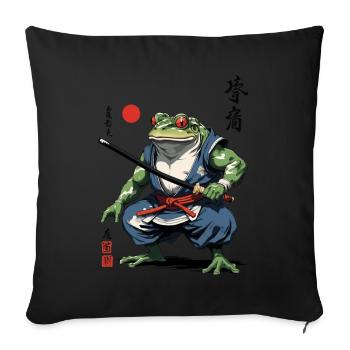 Samurai Frog Vintage Ukiyo-e Style Artwork - Sofa pillowcase 17,3'' x 17,3'' (45 x 45 cm) - black - Front