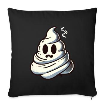 Drôle caca tas d’excréments fantôme humoristique - Housse de coussin décorative 45 x 45 cm - noir - Devant