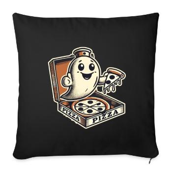 Pizza Ghost Funny Retro Halloween Costume - Sofa pillowcase 17,3'' x 17,3'' (45 x 45 cm) - black - Front
