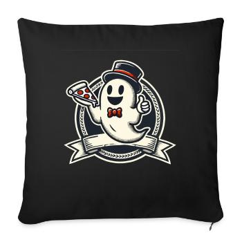 Halloween Funny Ghost With Pizza - Sofa pillowcase 17,3'' x 17,3'' (45 x 45 cm) - black - Front