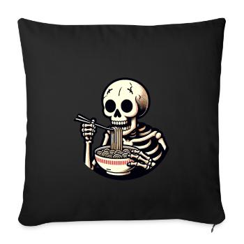 Skeleton Ramen Noodles for Horror Movies Japanese - Sofa pillowcase 17,3'' x 17,3'' (45 x 45 cm) - black - Front