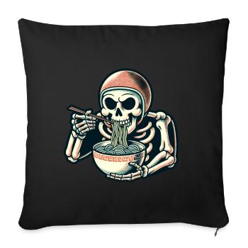 Skeleton Ramen Noodles for Horror Movies Japanese - Sofa pillowcase 17,3'' x 17,3'' (45 x 45 cm) - black - Front