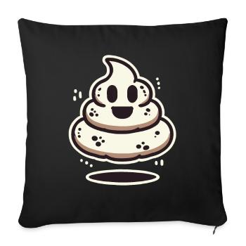 Drôle caca tas d’excréments fantôme humoristique - Housse de coussin décorative 45 x 45 cm - noir - Devant