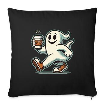 Coffee Lovers Barista Ghost Funny Coffee - Sofa pillowcase 17,3'' x 17,3'' (45 x 45 cm) - black - Front