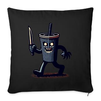 Scary Psycho Drinking Cup Drinks - Sofa pillowcase 17,3'' x 17,3'' (45 x 45 cm) - black - Front