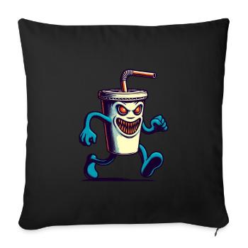 Scary Monster Drinking Cup Drinks - Sofa pillowcase 17,3'' x 17,3'' (45 x 45 cm) - black - Front