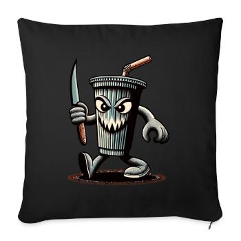 Scary Psycho Drinking Cup Drinks - Sofa pillowcase 17,3'' x 17,3'' (45 x 45 cm) - black - Front