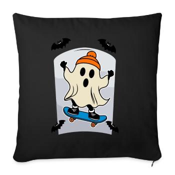 Skateboarding Ghost Funny Halloween Design - Sofa pillowcase 17,3'' x 17,3'' (45 x 45 cm) - black - Front