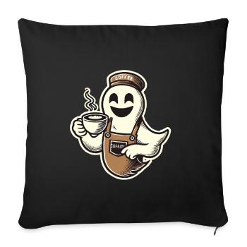 Coffee Lovers Barista Ghost Funny Coffee - Sofa pillowcase 17,3'' x 17,3'' (45 x 45 cm) - black - Front
