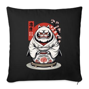 Daruma Japonais Esthétique Yokai Vintage - Housse de coussin décorative 45 x 45 cm - noir - Devant