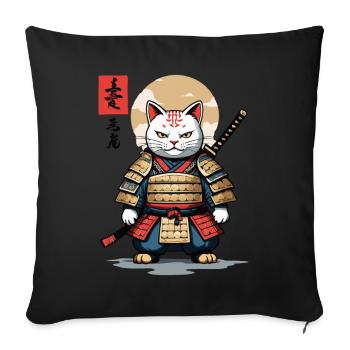 Samurai Katze Asiatischer Ukiyo-E Stil Aesthetic - Sofakissenbezug 45 x 45 cm - Schwarz - Vorne