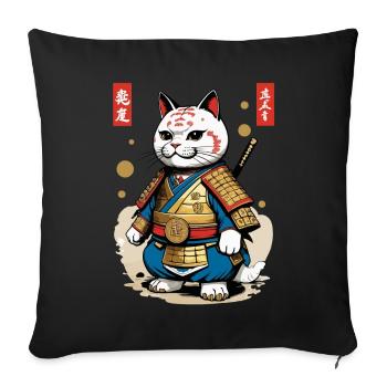 Samurai Cat in Aesthetic Japan Style - Sofa pillowcase 17,3'' x 17,3'' (45 x 45 cm) - black - Front