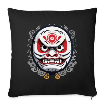 Japanese Daruma Aesthetic Vintage Design - Sofa pillowcase 17,3'' x 17,3'' (45 x 45 cm) - black - Front