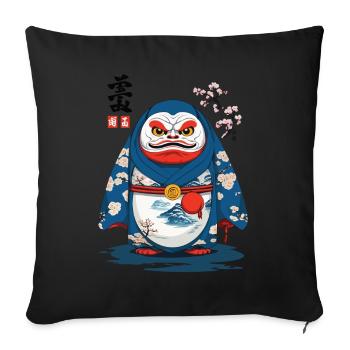 Esthétique japonaise Daruma Yokai Streetwear - Housse de coussin décorative 45 x 45 cm - noir - Devant