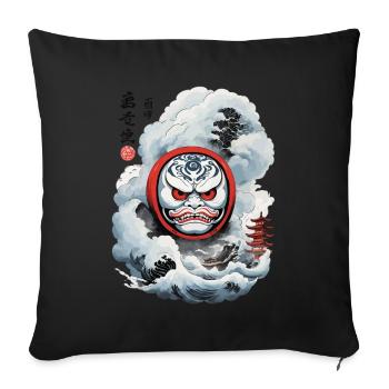 Japanischer Daruma Aesthetic Yokai Streetwear - Sofakissenbezug 45 x 45 cm - Schwarz - Vorne
