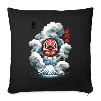 Esthétique japonaise Daruma Yokai Design - Housse de coussin décorative 45 x 45 cm - noir - Devant