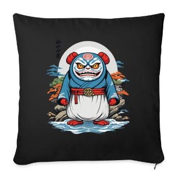 Daruma Japonais Esthétique Yokai Vintage - Housse de coussin décorative 45 x 45 cm - noir - Devant
