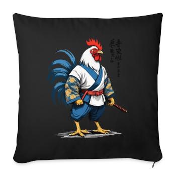 Rooster Yokai Vaporwave Aesthetic Samurai Art - Sofa pillowcase 17,3'' x 17,3'' (45 x 45 cm) - black - Front
