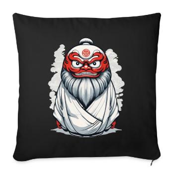Daruma Japonais Esthétique Yokai Vintage - Housse de coussin décorative 45 x 45 cm - noir - Devant