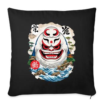 Japonais Daruma Esthétique Yokai Streetwear - Housse de coussin décorative 45 x 45 cm - noir - Devant