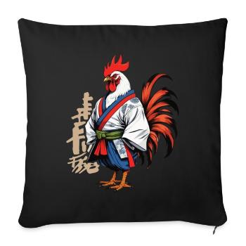 Rooster Yokai Vaporwave Aesthetic Samurai Art - Sofa pillowcase 17,3'' x 17,3'' (45 x 45 cm) - black - Front